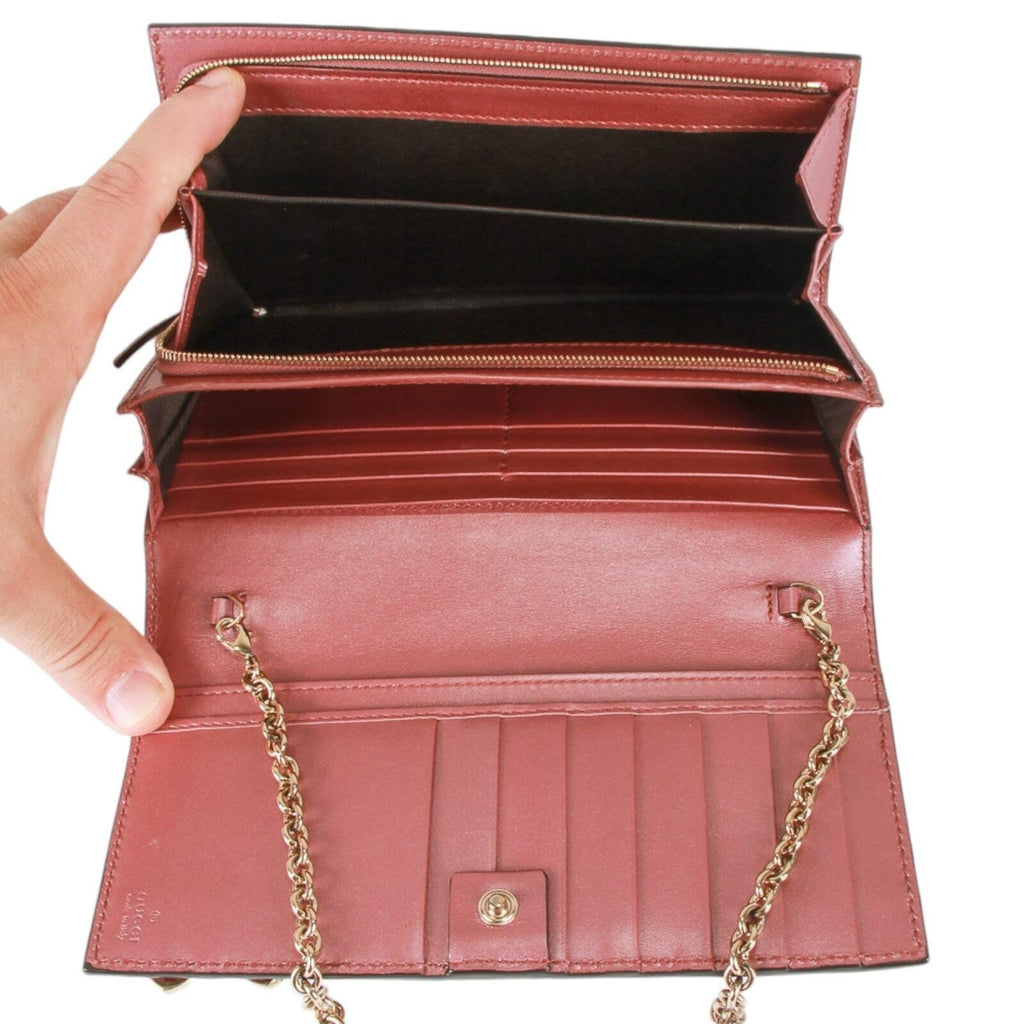 Gucci Guccissima heart bow chain clutch